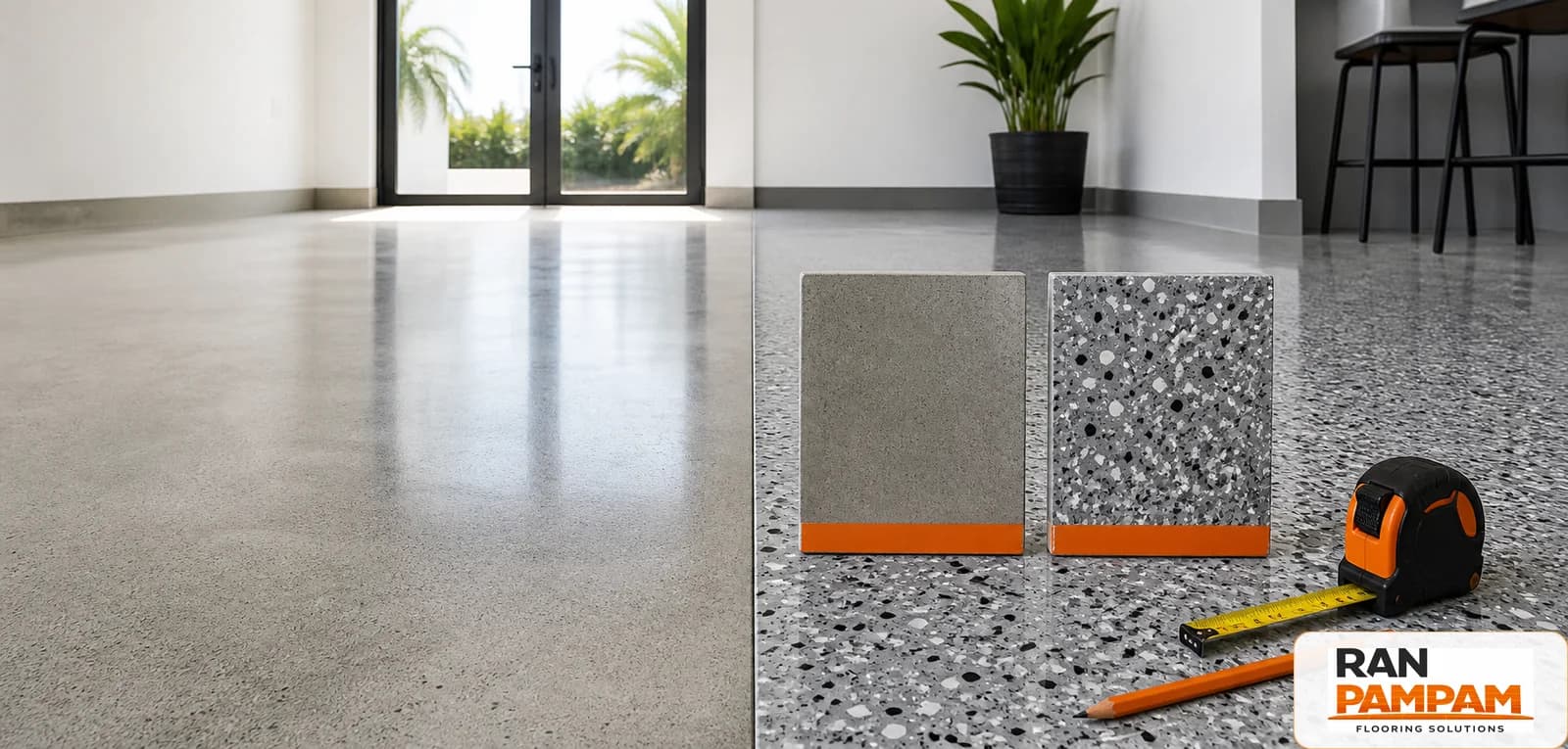 Polished concrete and finished flooring detail