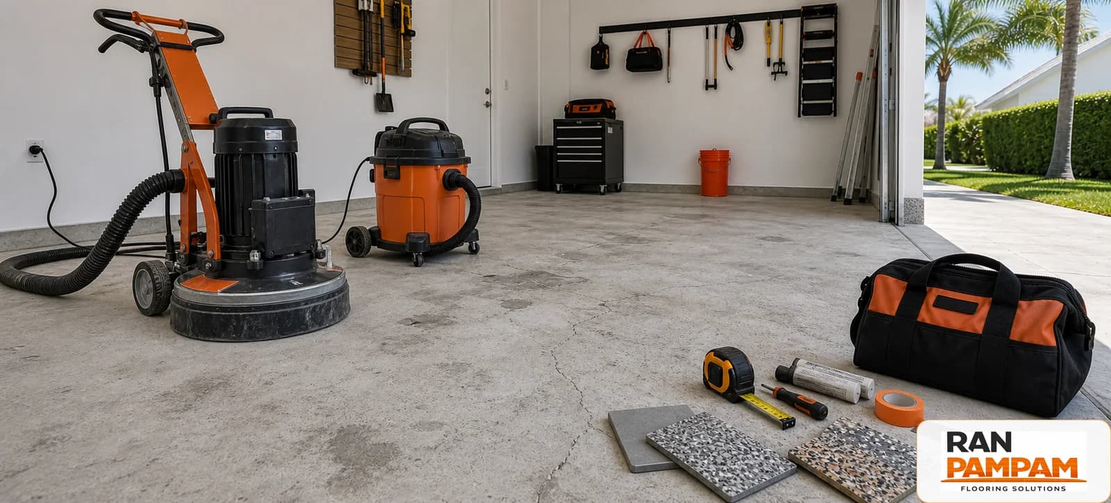Concrete floor preparation before epoxy installation